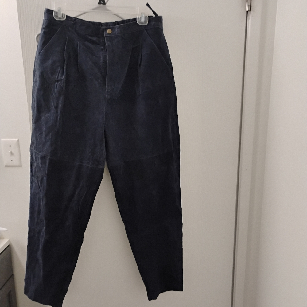 Vtg 80s Michael Mims Kathy Cole Suede Leather High Rise Tapered Pants